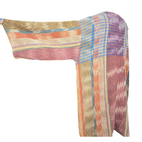 Laise Adzer Cardigan Vintage Handwoven Open Front Draped Geometric Pattern CM205 - Picture 13 of 14